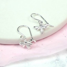 Sterling Silver Tiny Bee Drop Earrings by Peace Of Mind